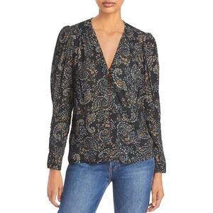 Nicholas Women's Annika Paisley Blouse Top Long Sleeve Black Size 10 NWT